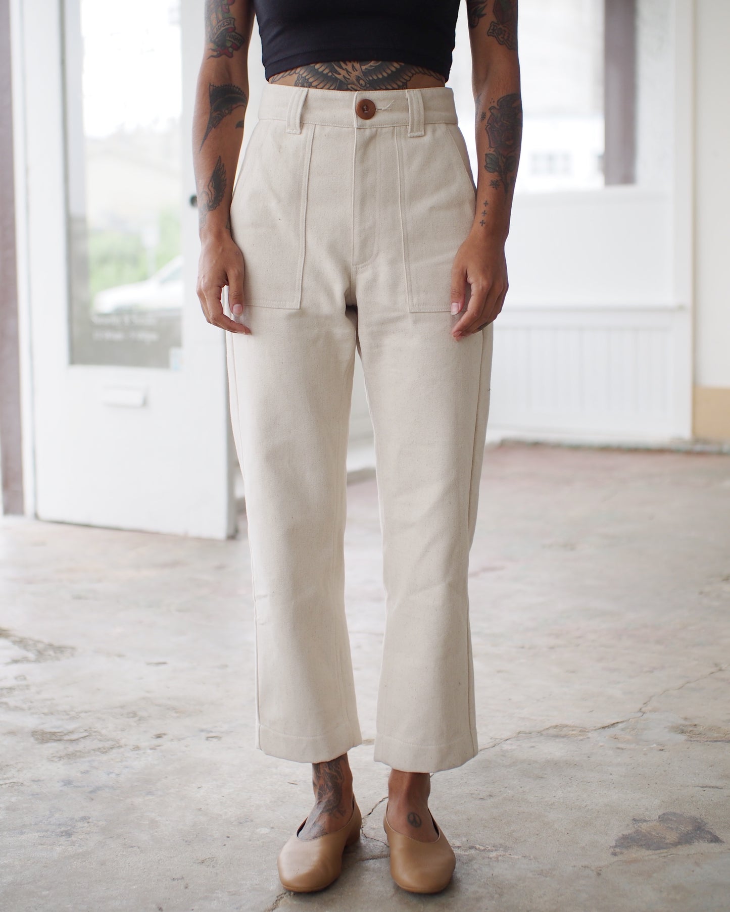 100% COTTON BRUSHED BULL DENIM - ALABASTER