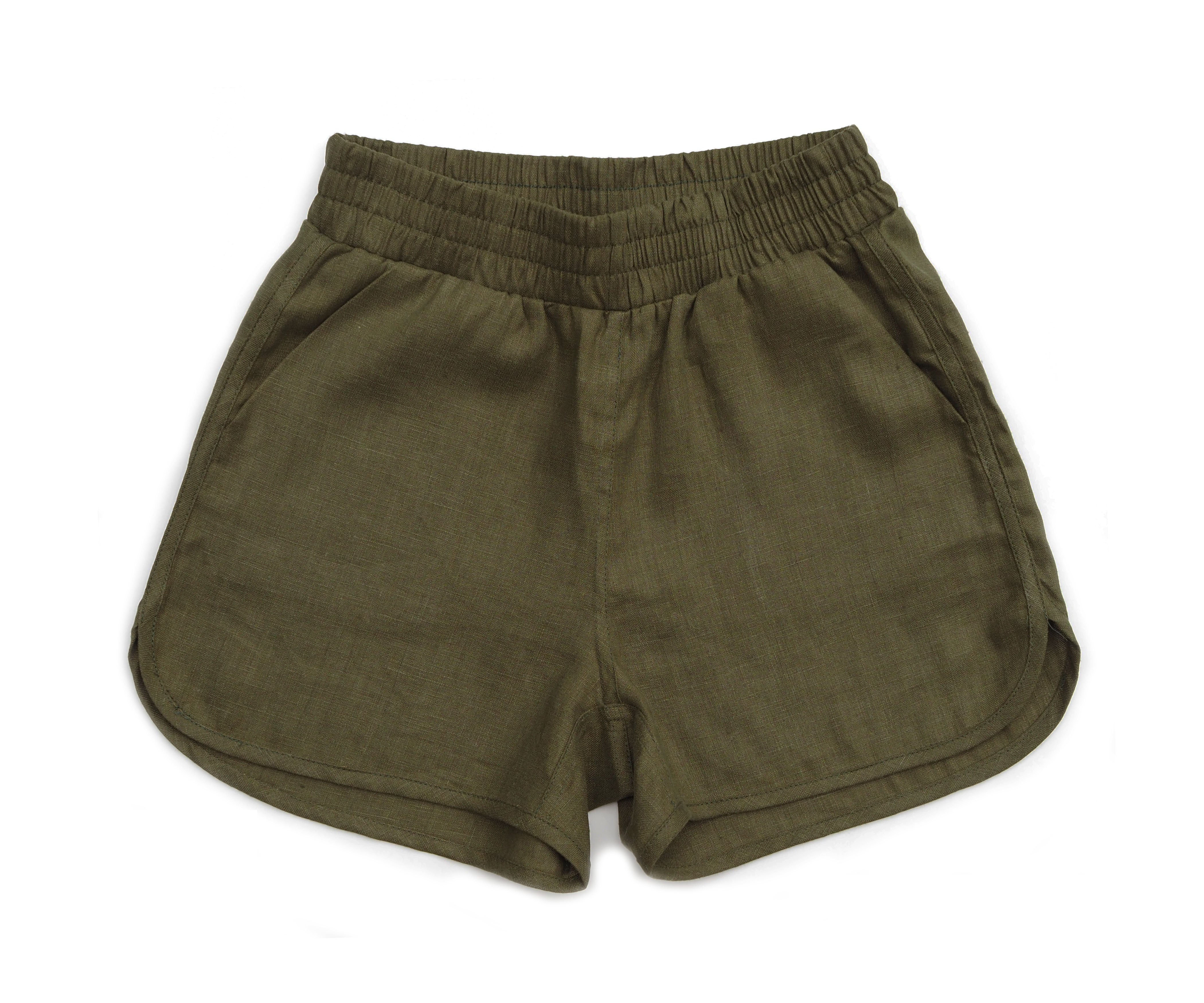 linen running shorts