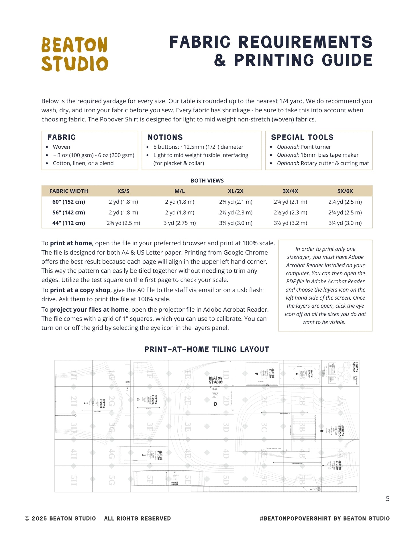POPOVER SHIRT - PDF PATTERN