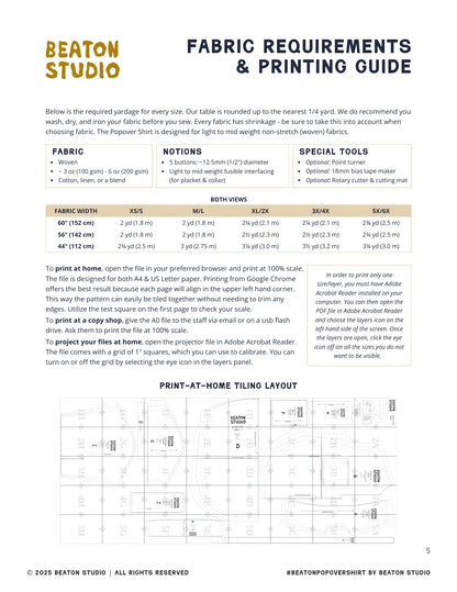 POPOVER SHIRT - PDF PATTERN