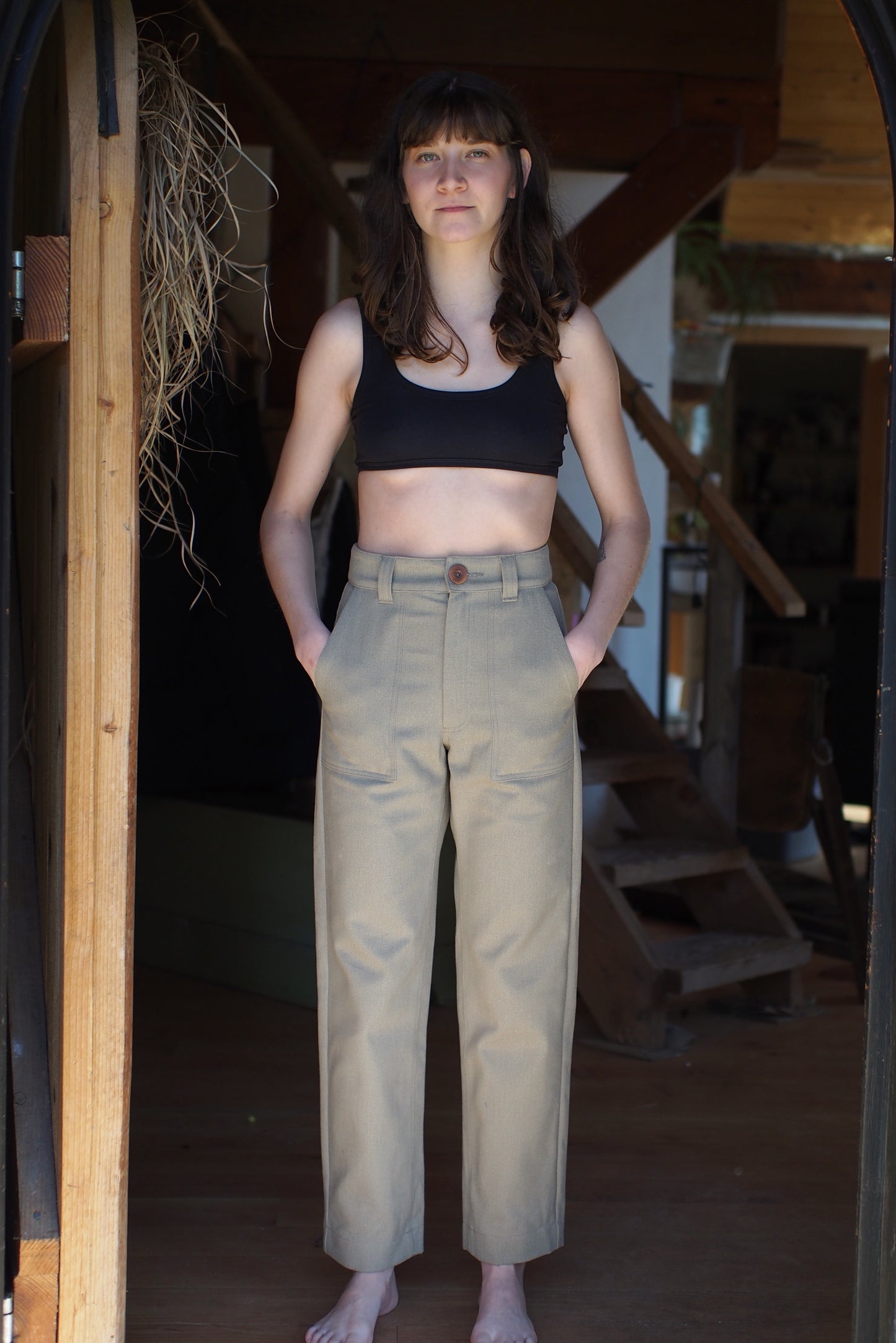 100% COTTON BRUSHED BULL DENIM, SADDLE TAN