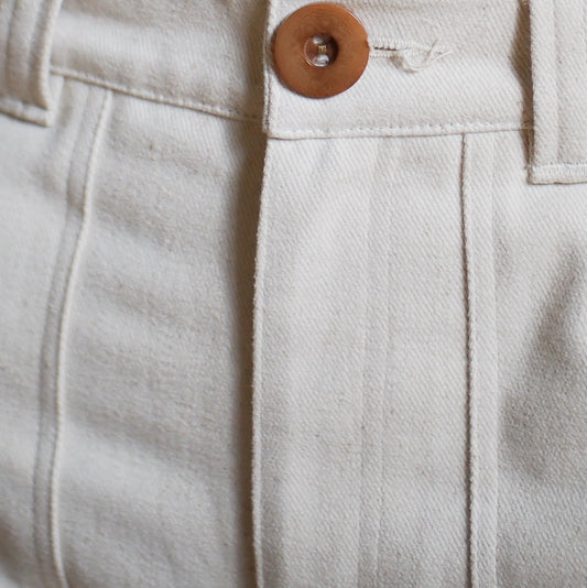 100% COTTON BRUSHED BULL DENIM - ALABASTER