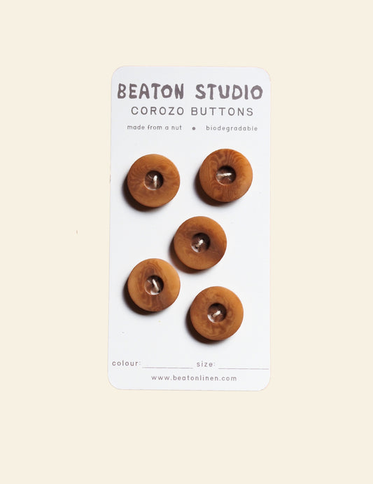 COROZO BUTTON - CARAMEL 1"